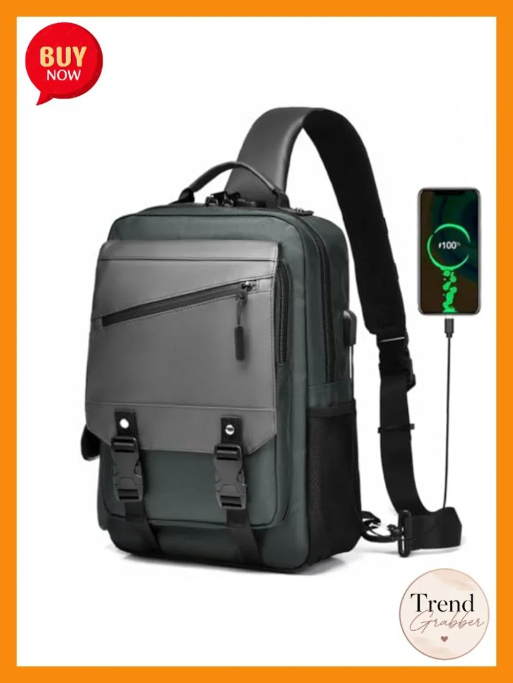 Anti-Theft Crossbody Sling Bag for Men, 13L Travel Daypack